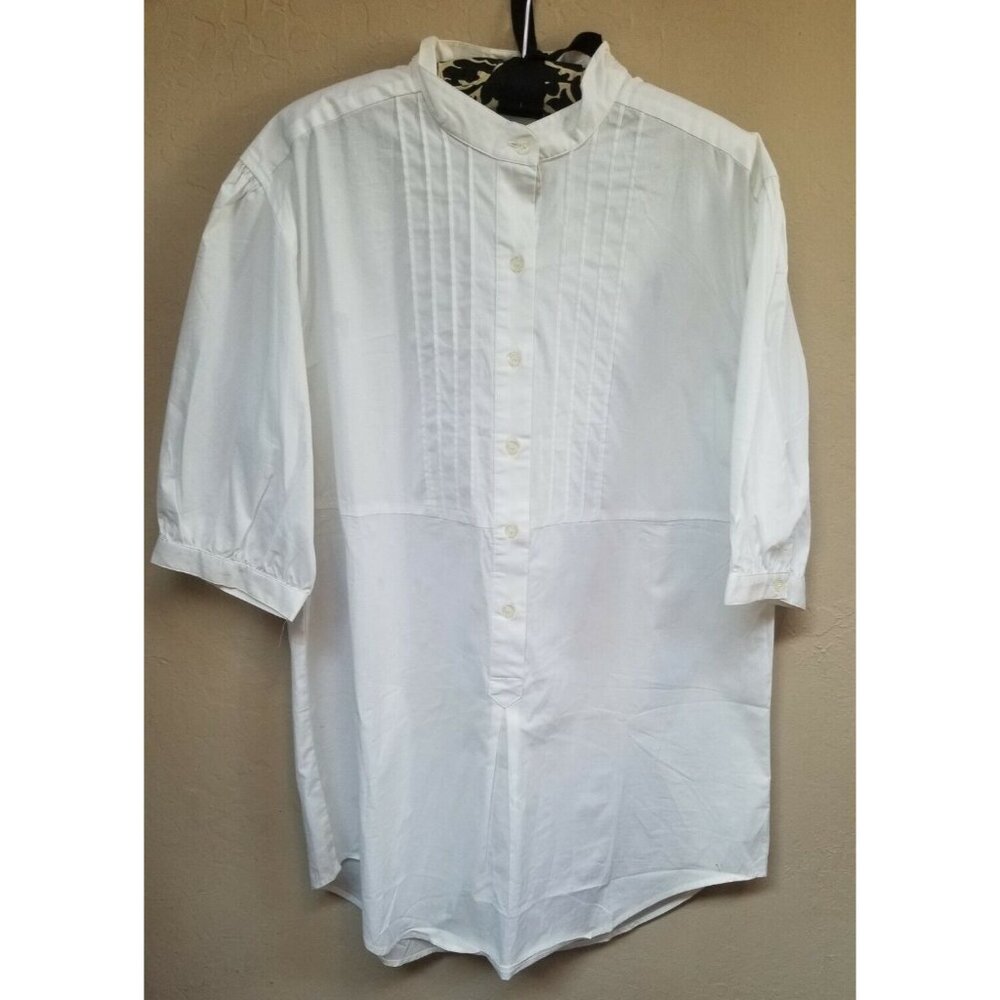 New Shape FX Womens Pleated 3/4 Sleeves Popover Top Tunic Blouse Large White